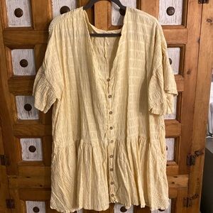 Free People Buttercream Button-Down A-Line Mini Dress Large